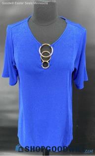 Chico's Rich Cobalt Travelers Elbow Sleeve 3-Ring Top - Sz 1 - NWT