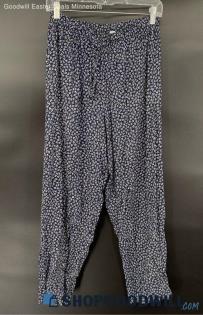 Honors Women's Navy Blue & Floral rayon pants - Sz M