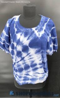 Z Supply women's White & Blue Tie Dye SS shirt - Sz M