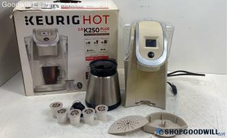 Keurig 2.0 Hot K250 Plus Series Coffee Maker Machine Powered on Kitchen Decor