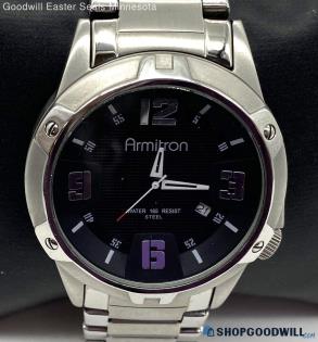 Men's Armitron Black & Silver Tone Watch