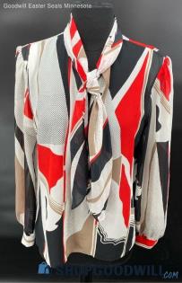 Jo Hardin Women's Red/Black/Tan Polyester LS shirt - Sz 14