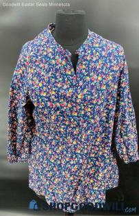 Women's Navy blue Calico floral LS shirt - Sz 40