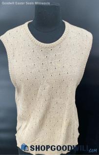 Tan-Jay Vintage Beige Cotton Sweater vest - Sz L