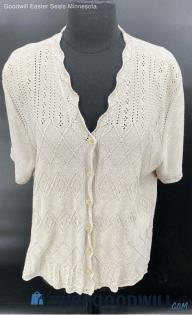 Alfred Dunner Women's Beige/Cream SS Knit sweater - Sz L