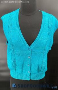 Tan Flay Women's Aqua Sweater vest - Sz M