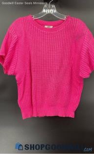 John Henry Women's HOT PINK SS Cotton Sweater - Sz M