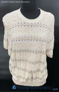 Alfred Dunner Women's VTG Ivory pattern SS sweater - Sz 38