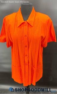 Foot Prints Women's BLAZE ORANGE SS Cotton shirt - Sz M