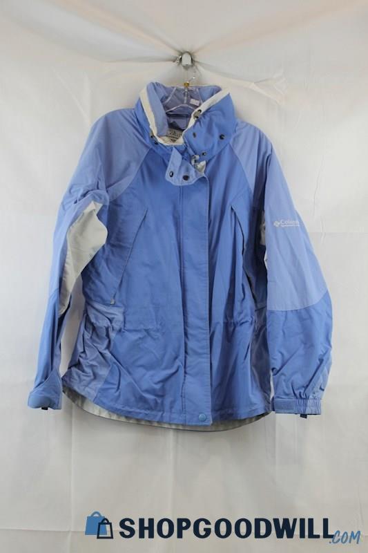 Columbia Womens Baby Blue/White Rain Jacket Sz XL