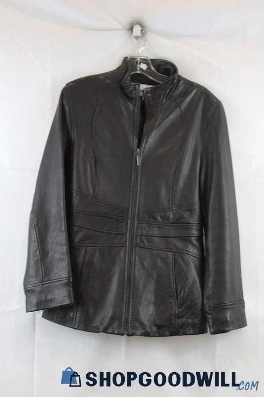 Impermeable Womens Black Leather Jacket Sz M