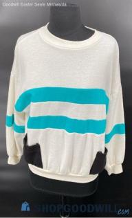 Booth Bay Women's White/Black/Teal LS Sweatshirt - Sz S