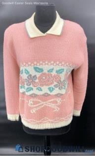 The American Collection Women's Pink & Floral Pull Over sweater