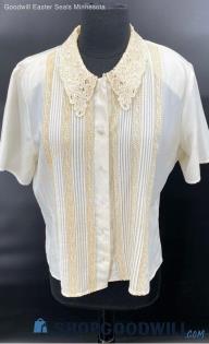 Laura Scott women's Light yellow Dressy Button front shirt - Sz 12