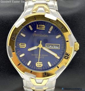 Men's Armitron Blue Dial Two Tone Stainless Band Watch