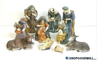 9PC Ceramic Nativity Scene Figurines Set