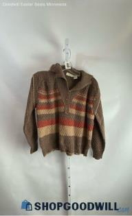 Sweater Bee Women's Brown/Red Stripes Pullover Sweater - Sz L