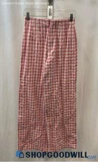 Zara Women's Pink/White Gingham Pattern Chino Dress Pant - Sz S