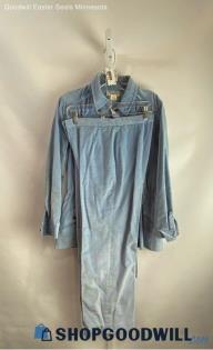 Country Set VTG Women's Sky Blue Button Up Shirt/Pull On Pant - Sz 14