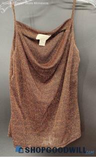 Express Tricot Junior Bronze Acetate/Metallic Tank top with Cowl Neckline - Sz S