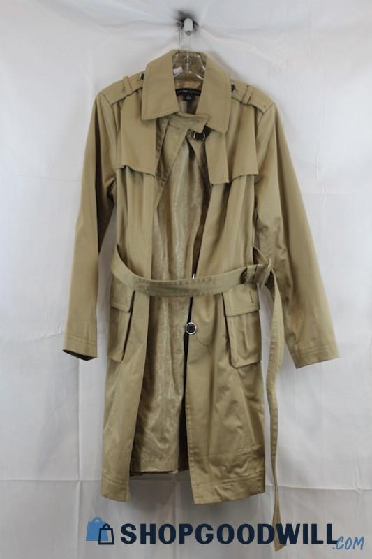 NY & CO Womens Brown Belted Trench Coat Sz L