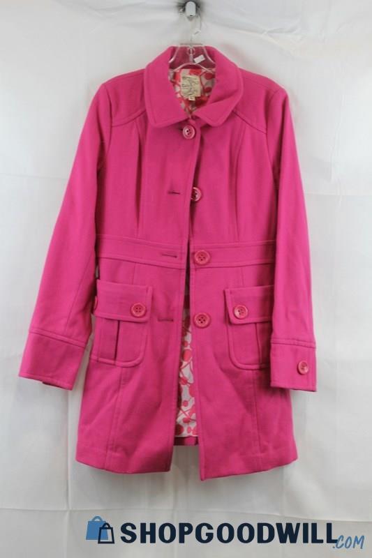 JULLE Womens Pink Overcoat Sz L