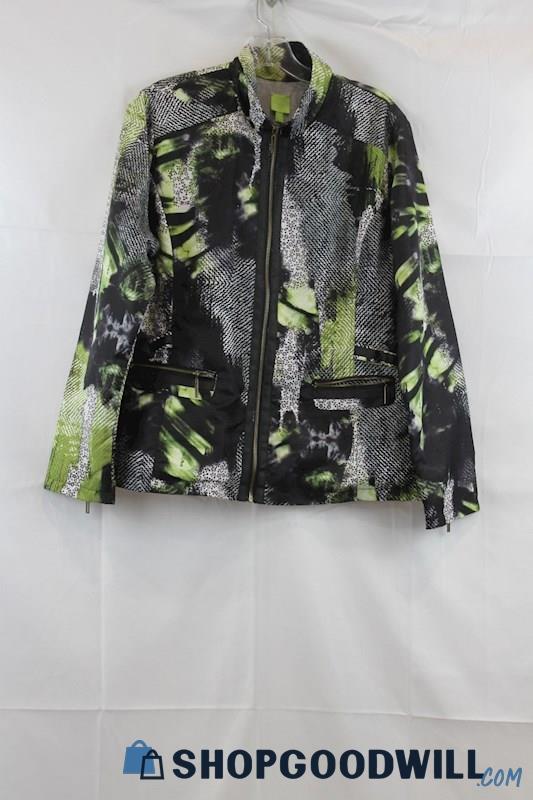 Adam Jacobs Women's Black/Green Pattern Basic Jacket SZ XL