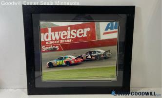 NASCAR Matted And Framed Print Of Cars Racing 28" X 24"