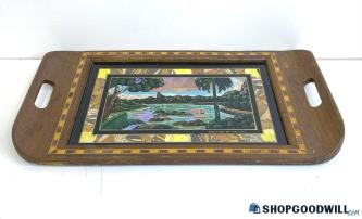 Souvenir Of Panoma Wooden Iridescent Landscape Serving Tray