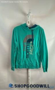 The North Face Women's Blue Logo Graphic Fleece Lined Hoodie - Sz M