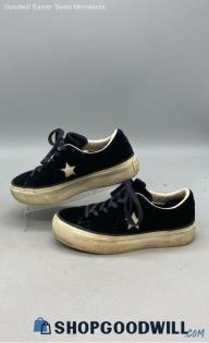 Converse Women's One Star Platform Black Velvet Sneakers Sz 7.5