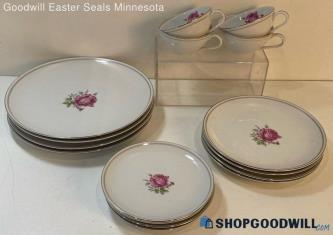 16pc Imperial Rose Fine China Dinnerware Set W/ Plates & Cups