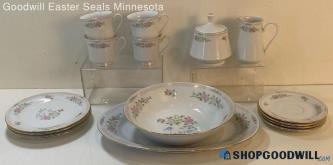 16pc Crown Ming Fine China Dinnerware Set W/ Plates, Cups, Platters +More