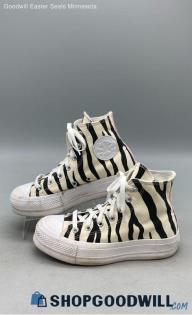 Converse Women's CTAS Zebra High White/Black Canvas Sneakers Sz 6.5