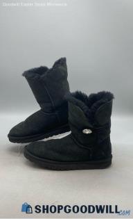 UGG Women's Bailey Button Bling Black Suede Snow Boots Sz 10