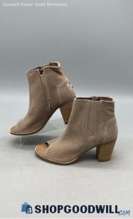 NWT TOMS Women's Majorca Perforated Ankle Beige Leather Boots Sz 7.5