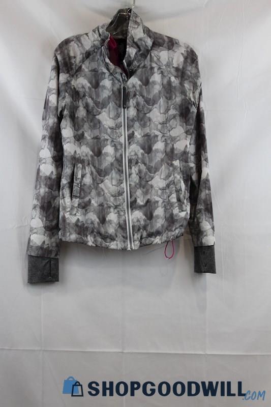 Modette Women's Gray/White Pattern Windbreaker Jacket SZ PS