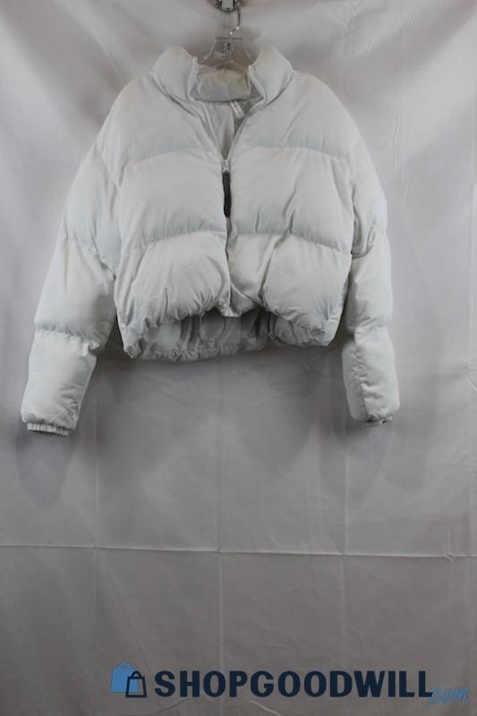 Fabletics Women's White Puffer Crop Jacket SZ S