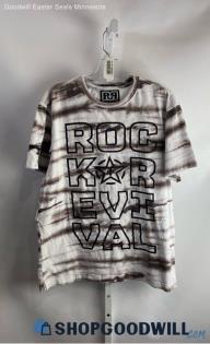 Rock Revival Men's White/Gray Animal Pattern Graphic Shirt - Sz L