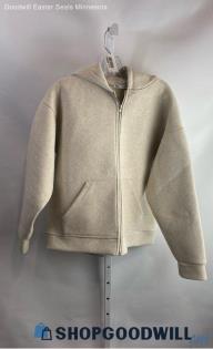 Zara Women's Heather Oat Full Zip Sweater - Sz S