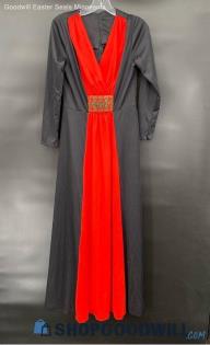 Women's Black & Red Long Evening Dress