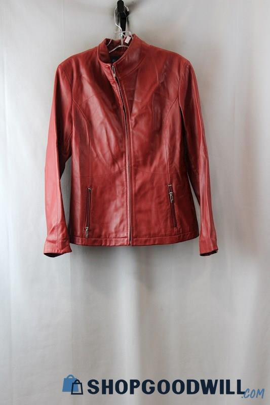 Kenneth Cole Women's Red 100% Leather Jacket SZ- 8