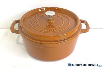 Staub France Orange Cast Iron Round Covered La Cocotte Dutch Oven