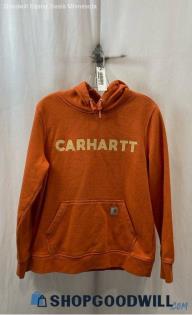 Carhartt Women's Orange Logo Graphic Pullover Hoodie - Sz M