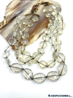 SEREFINA Hand Knotted 3-Strand Etched Glass Bead Necklace