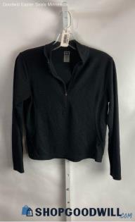 REI Women's Black Lightweight Cropped Active Henley Sweatshirt - Sz S