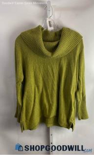 Chico's Women's Mustard Green Knit Cowl Neck Sweater - Sz M