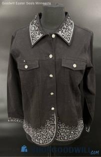 Quacker Factory WMN's Black Denim & Silver Embellished Jean-Style jacket - Sz S