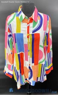 Take Two Clothing Company Women's Abstract Colorful LS Rayon shirt - Sz L