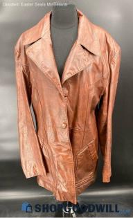 Men's Cognac color faux leather coat